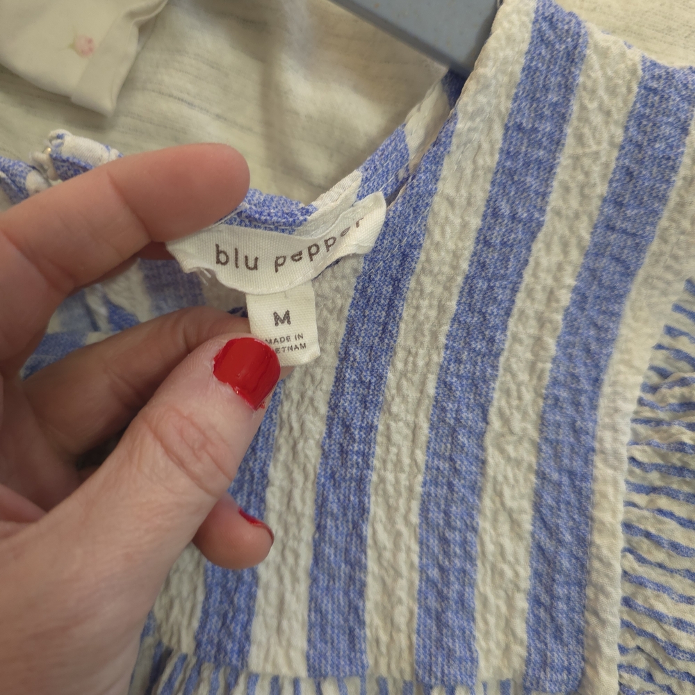 Blu Pepper Blue and White Striped Top